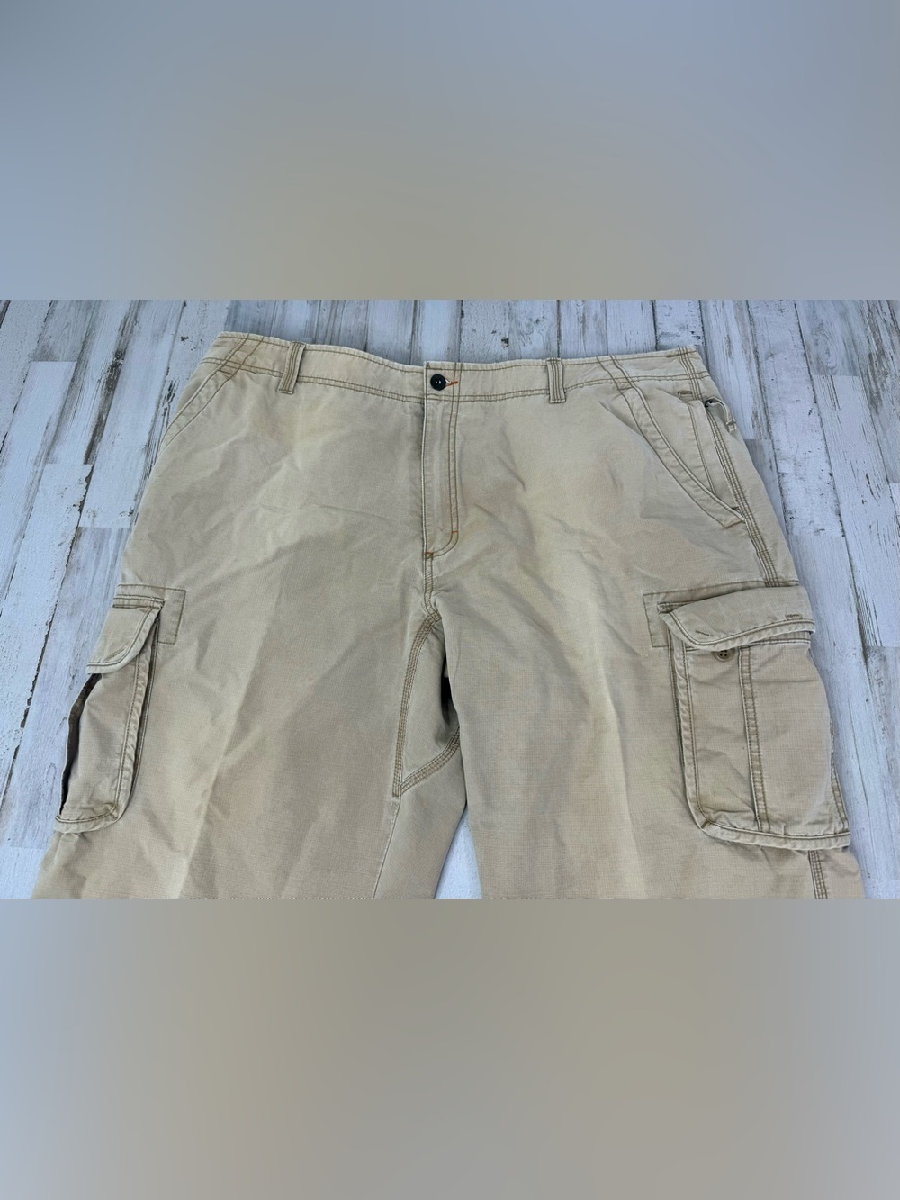 L.L. Bean Mens 44x35 Reinforced Knee Utility Pants Tan Cargo Fleece Lined - Picture 2 of 10